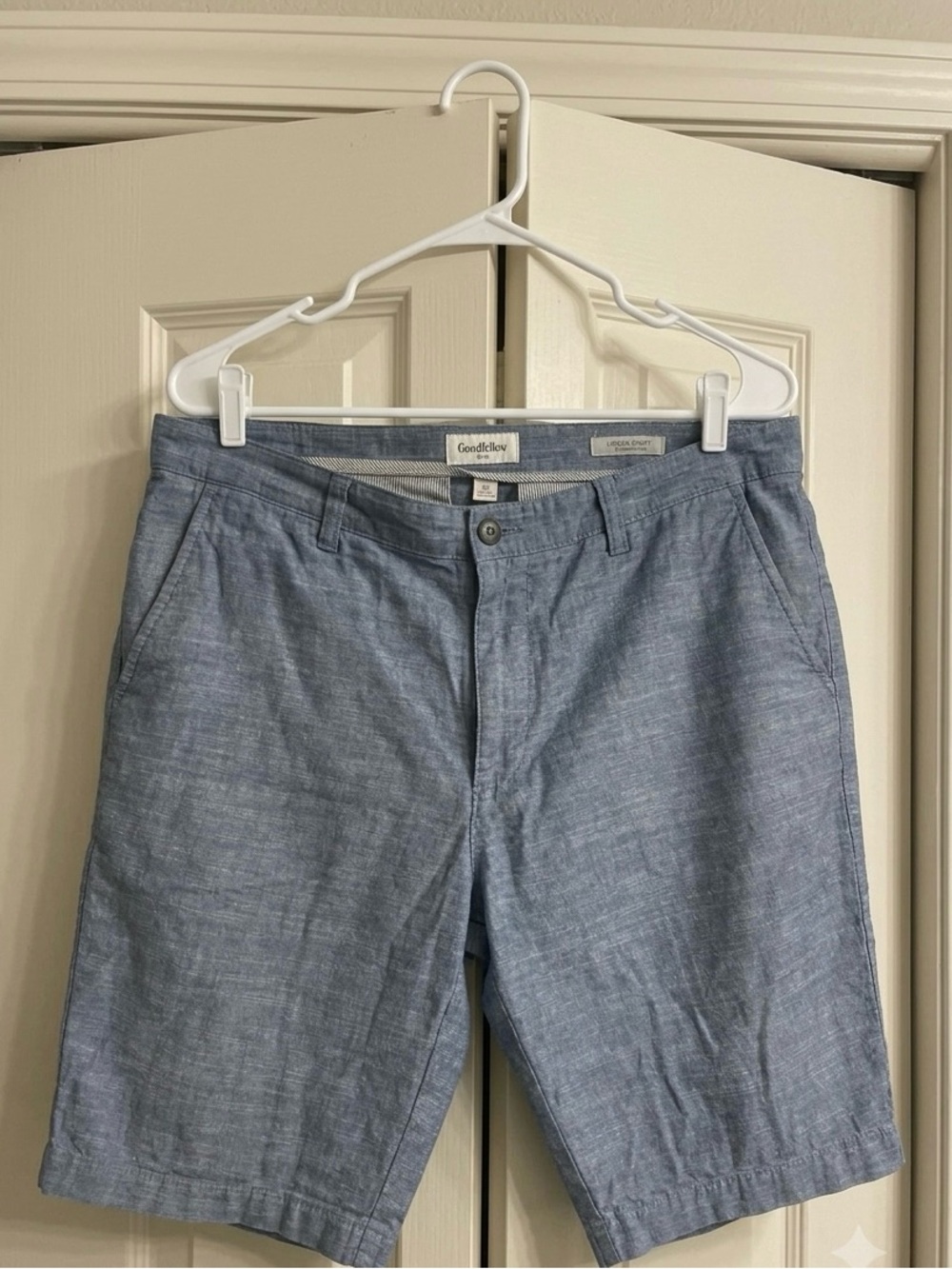 Goodfellow & Co Men’s Size 32 Linden Short Light Blue Chambray Linen Blend 10.5